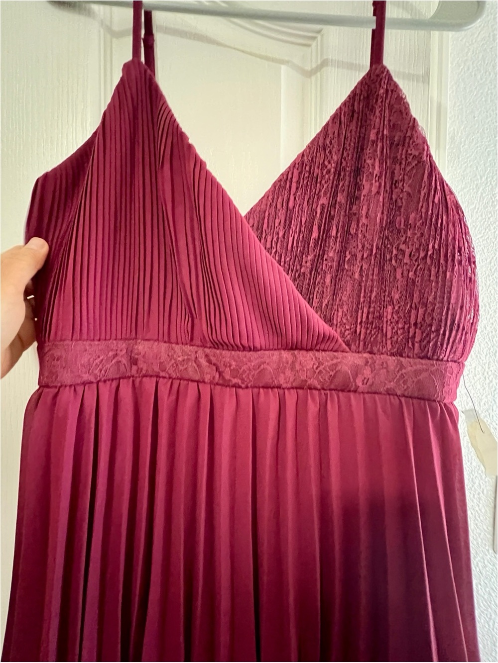 Lulus Burgundy Tiered Lace Maxi Dress large NWT bridesmaid wedding guest - Picture 15 of 16